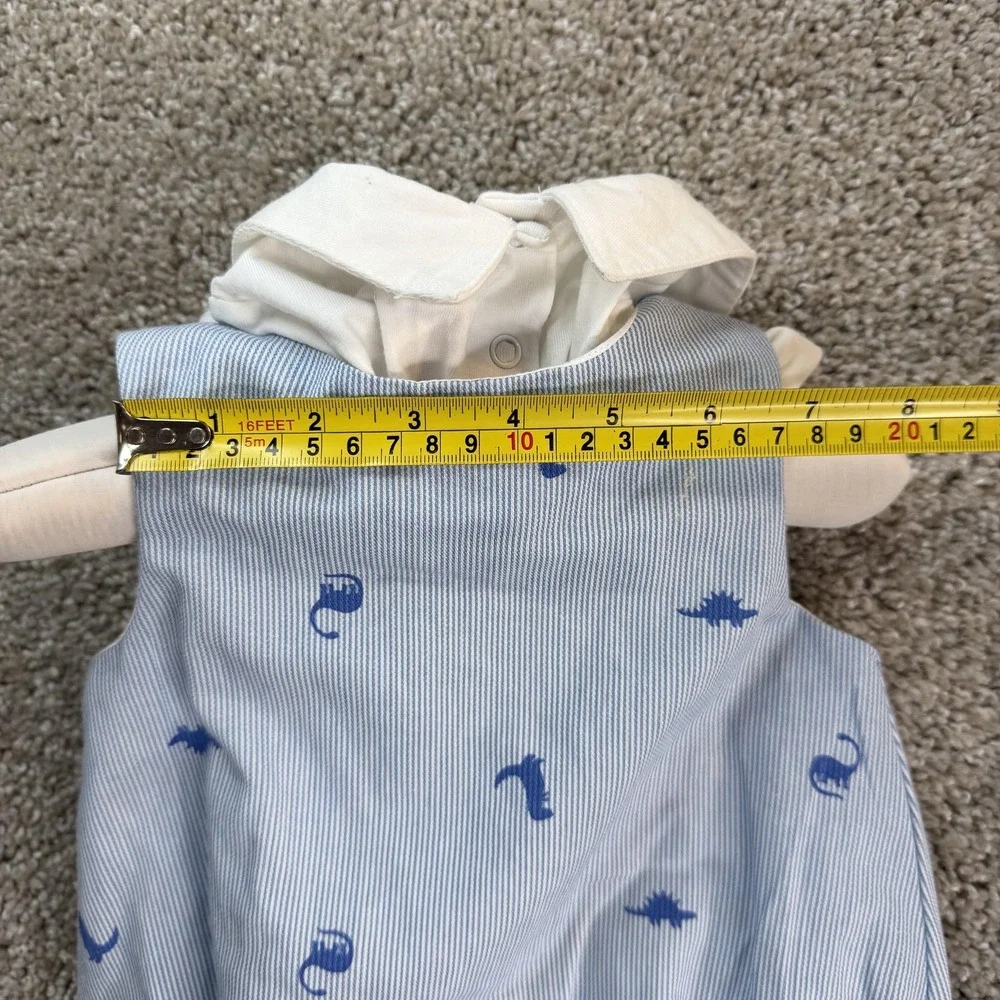 Tommy Bahama Romper Set Baby Boys 6-9M Blue Pinstripe Seahorse Collared Shoes